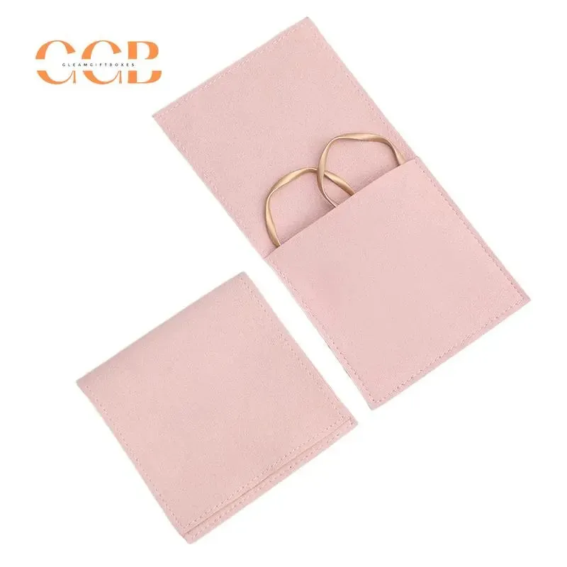 10pcs Pink Microfiber Jewelry Pouches