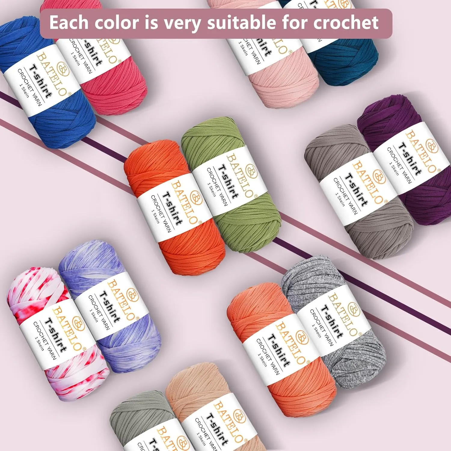 2 Pack T-Shirt Yarn Crochet Yarn for Beginner Crochet Bags/Basket/Coaster,Tshirt Yarn 400g/144yds High Elastic Thick Yarn Polyester Fabric（Gray White）