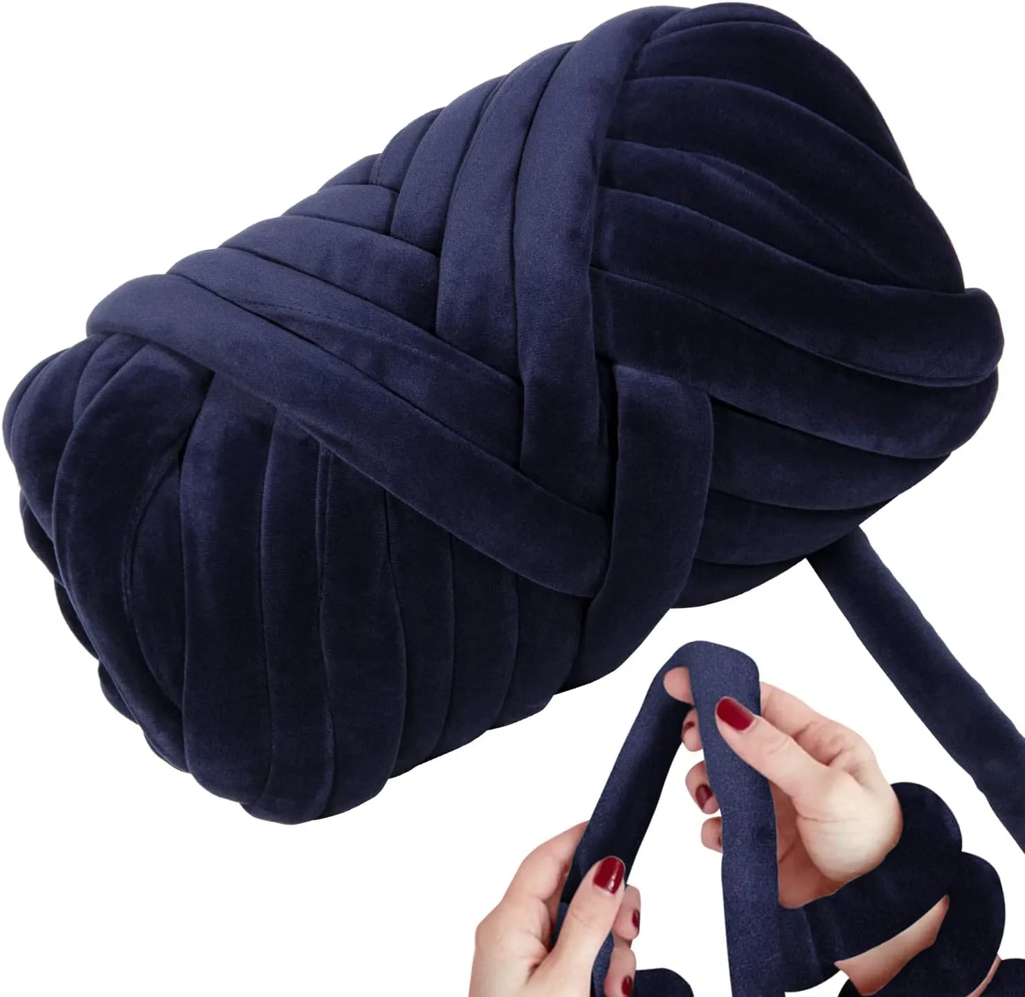 2.2 LBS of Super Soft Velvet Bulky Yarn for Hand Knitting Blanket, Pillows, Handbag, DIY, Navy Blue, 36 Yards, Arm Knitting Yarn for Chunky Braided Knot Throw Blanket, Weave Craft Crochet