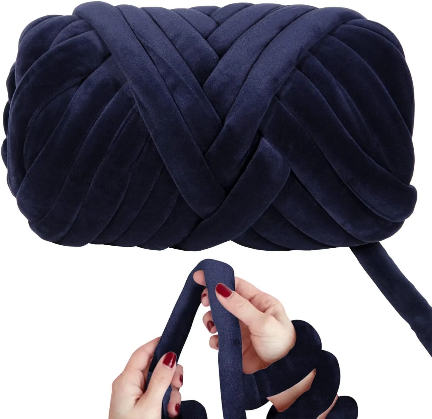 2.2 LBS of Super Soft Velvet Bulky Yarn for Hand Knitting Blanket, Pillows, Handbag, DIY, Navy Blue, 36 Yards, Arm Knitting Yarn for Chunky Braided Knot Throw Blanket, Weave Craft Crochet