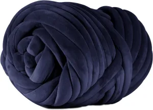 2.2 LBS of Super Soft Velvet Bulky Yarn for Hand Knitting Blanket, Pillows, Handbag, DIY, Navy Blue, 36 Yards, Arm Knitting Yarn for Chunky Braided Knot Throw Blanket, Weave Craft Crochet