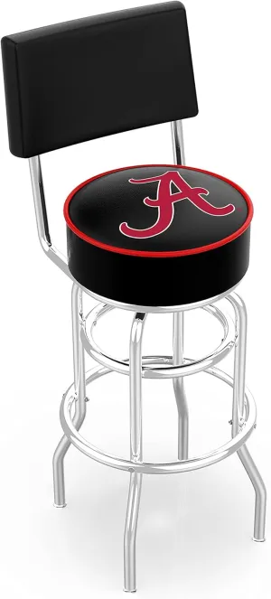 25" L7C4 - Chrome Double Ring Alabama Swivel Bar Stool with a Back by The Holland Bar Stool Company