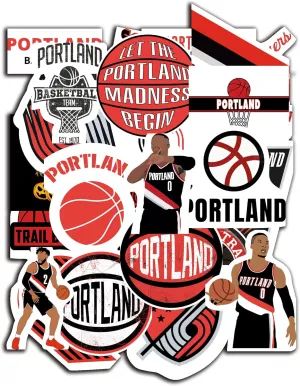 26 PCS Portland Stickers Vinyl Trail Blazers Stickers Pack Basketball Stickers for Water Bottle, Laptop, Bicycle, Computer, Motorcycle, Travel Case, Car Decal Decoration Sticker 2-2.5 inches