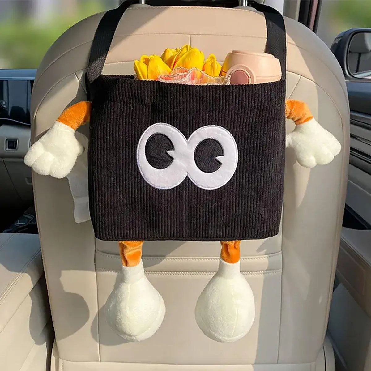 2in1 Car Wastebasket and Tissue Box Multifunctional Car Storage Bucket Organizer
