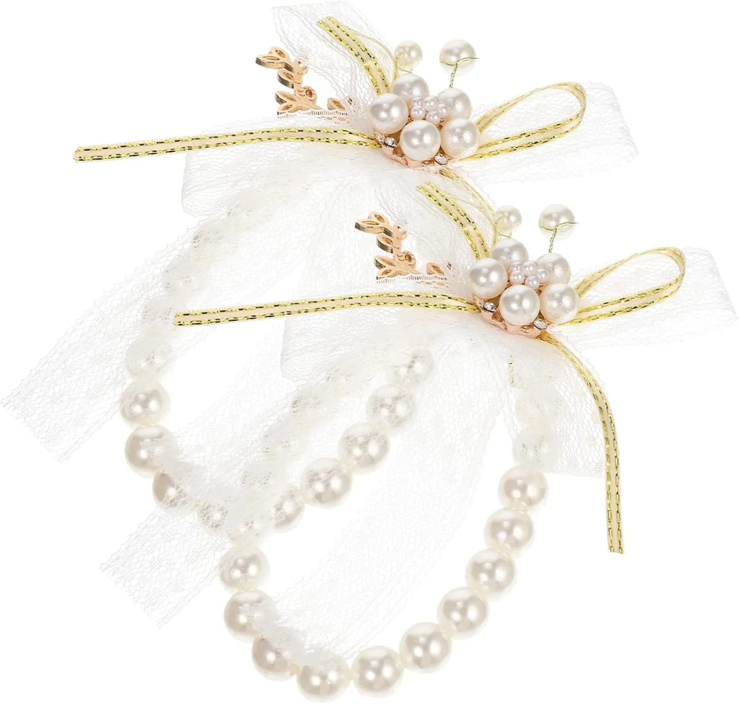 2Pcs Bridal Wrist Flower Bracelet Elegant Pearl Hand Corsages for Wedding and Prom Bridesmaid Accessories Stylish Floral Decor for Special Occasions
