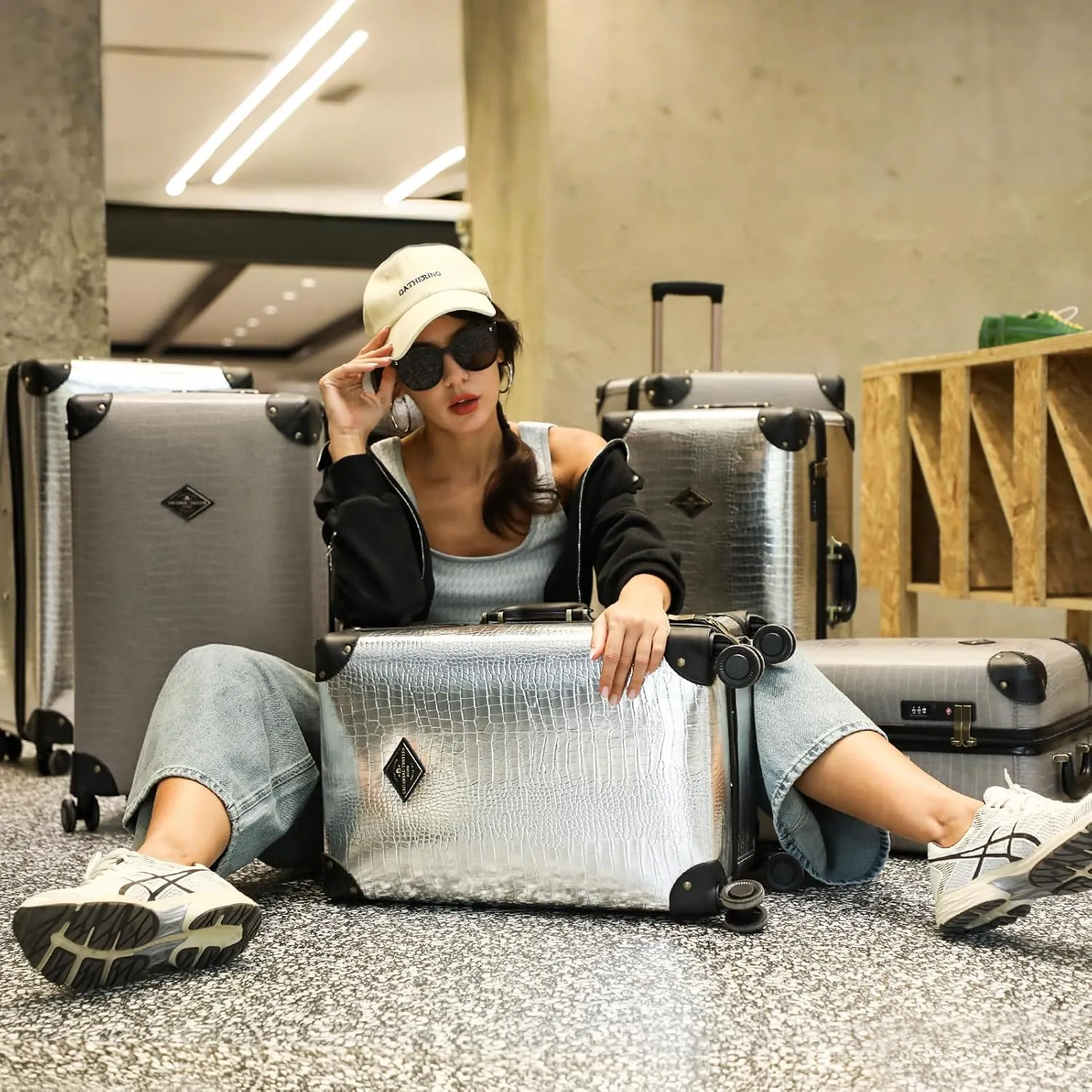 3 Piece Large Capacity Hardside Suitcase Set with TSA Lock,Luxury Vintage Style Maletas De Viaje, for Men And Women Carry On Luggage Set，Silver