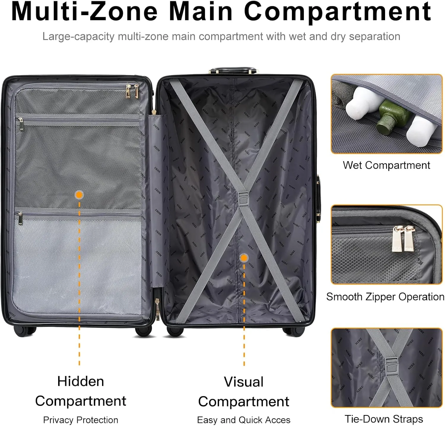 3 Piece Large Capacity Hardside Suitcase Set with TSA Lock,Luxury Vintage Style Maletas De Viaje, for Men And Women Carry On Luggage Set，Silver