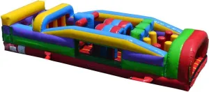 30-Foot 7 Element Obstacle Course, Retro Styled, Commercial Inflatable Backyard Bouncer, Includes 1.5 HP Blower and Stakes