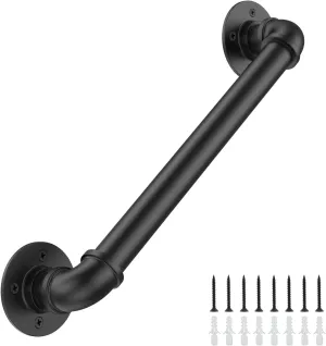 3FT Industrial Stair Railing Wall Mount Staircase Handrail φ1.3" Pipe Hand Rail for Steps Grab Bar Foot Rail Vintage Pipe Railing Black Deck Handrail for Outdoor Indoor Stair Porch