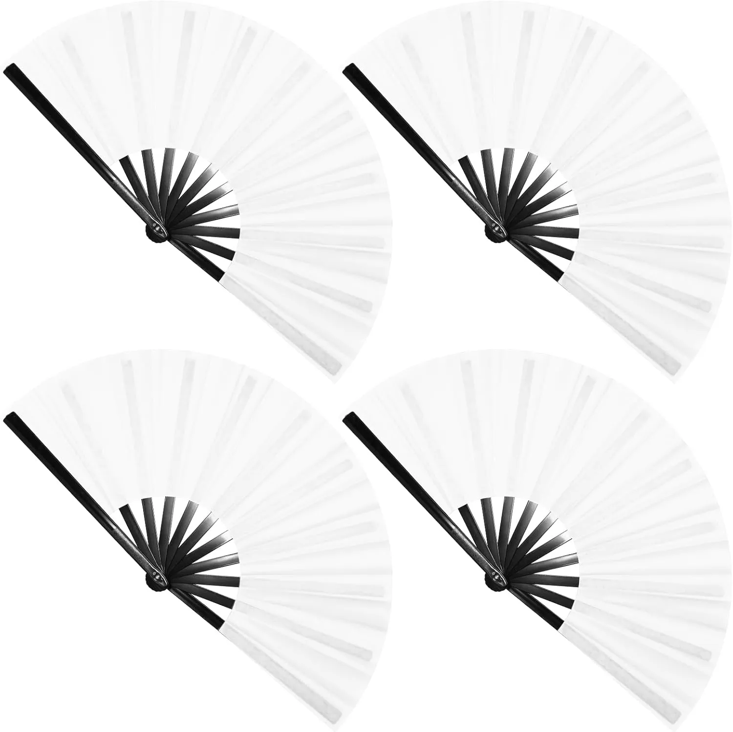 4Pcs Large Clap Fan Fabric Folding Fan Chinese Tai Chi Hand Rave Fans Sublimation Transfer Blank Craft Dance Decoration for Festival Party Favors