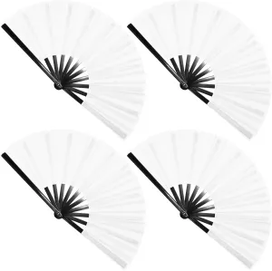 4Pcs Large Clap Fan Fabric Folding Fan Chinese Tai Chi Hand Rave Fans Sublimation Transfer Blank Craft Dance Decoration for Festival Party Favors