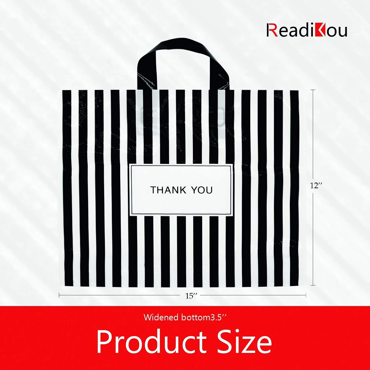 [50-Pack] Black thank you bags for business,12"x15" Plastic shopping bags with handles Extra Thick 2.36 Mil