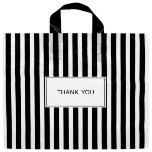 [50-Pack] Black thank you bags for business,12"x15" Plastic shopping bags with handles Extra Thick 2.36 Mil