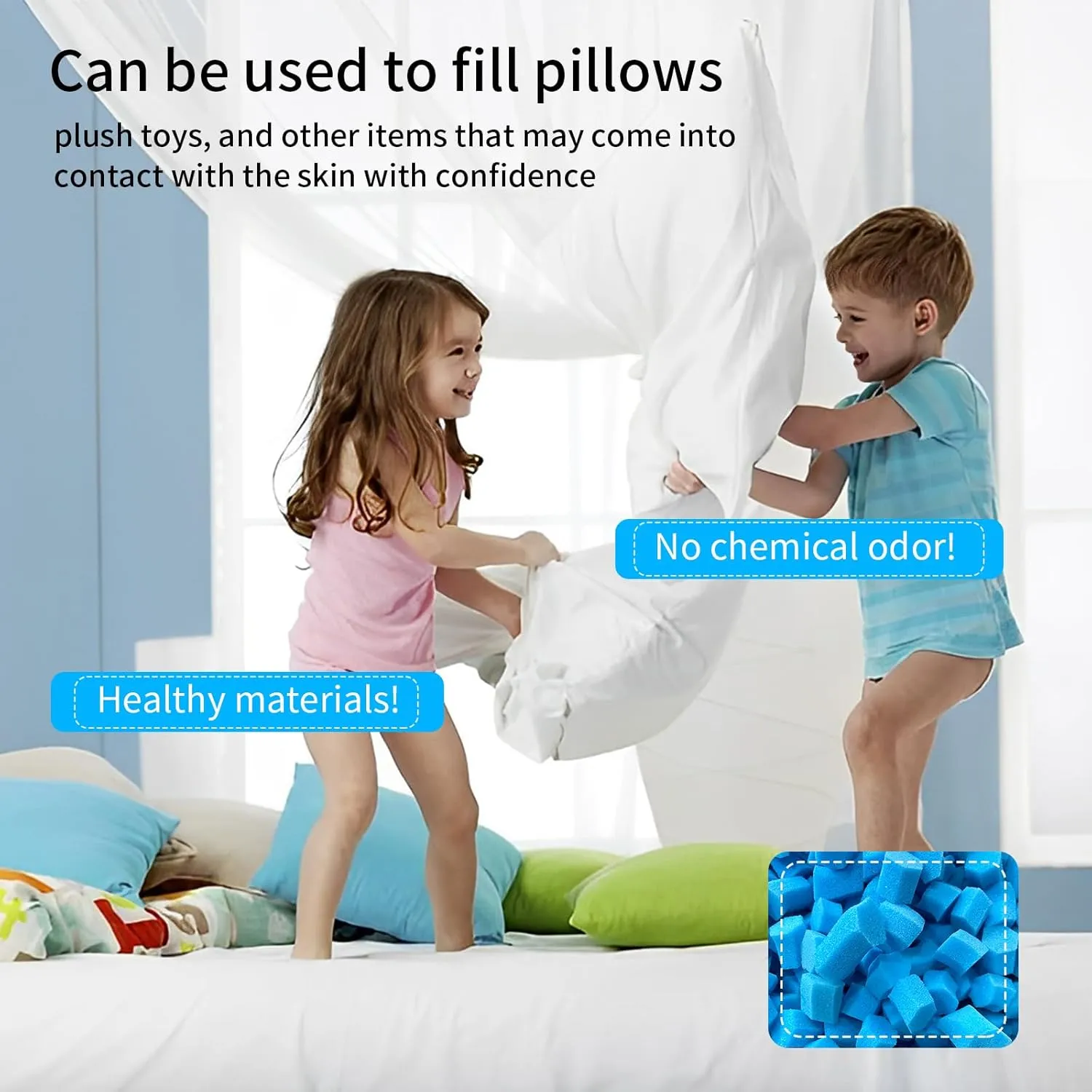50lbs Bean Bag Filler, Pillow Filler Stuffing, Bean Bag Filling, Shredded Memory Foam Filling, Punching Bag Filler, Foam Refill for Pouf/Ottoman Stuffing/Boxing Bag,Added Gel Particles