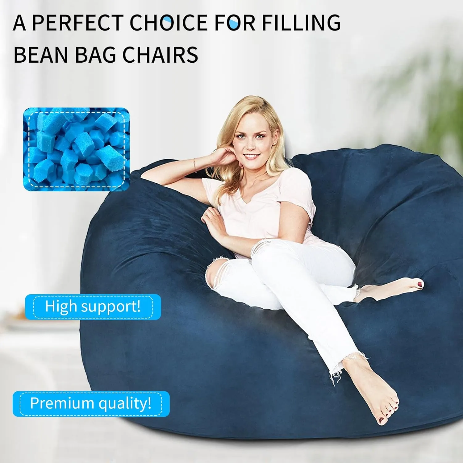50lbs Bean Bag Filler, Pillow Filler Stuffing, Bean Bag Filling, Shredded Memory Foam Filling, Punching Bag Filler, Foam Refill for Pouf/Ottoman Stuffing/Boxing Bag,Added Gel Particles
