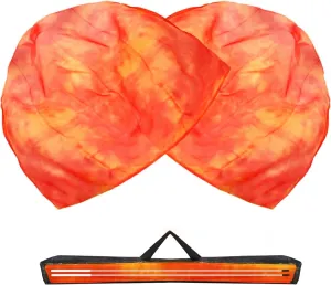 54"x54" Worship Flags for Dance Church, Praise Dance Flags, Silk-like Chiffon Flag with Flexible Rods & Storage Bag, Set of 2, Orange-Red