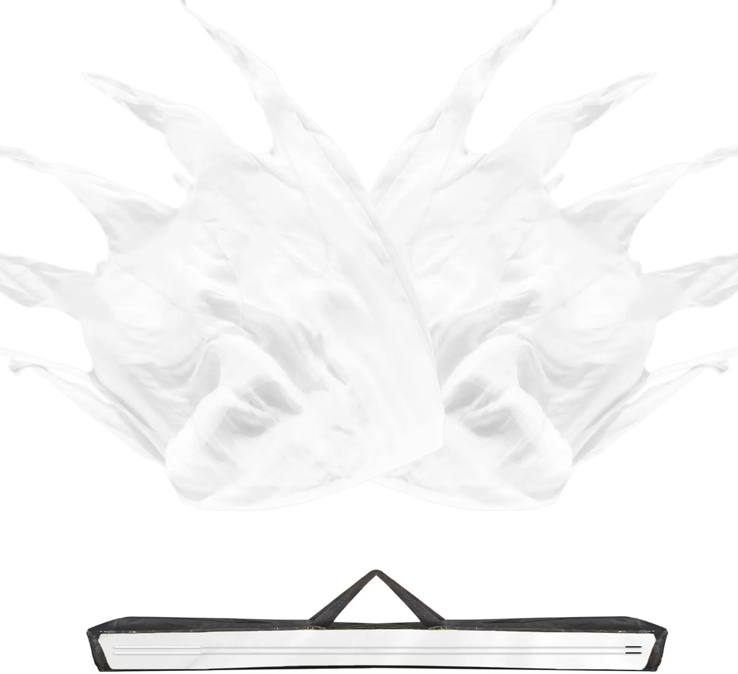 59'' Double Layered Worship Flags for Dance Church, Praise Dance Flags for Worship, Praise Flag with Flexible Rod and Storage Bag, Set of 2, White
