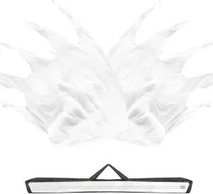 59'' Double Layered Worship Flags for Dance Church, Praise Dance Flags for Worship, Praise Flag with Flexible Rod and Storage Bag, Set of 2, White
