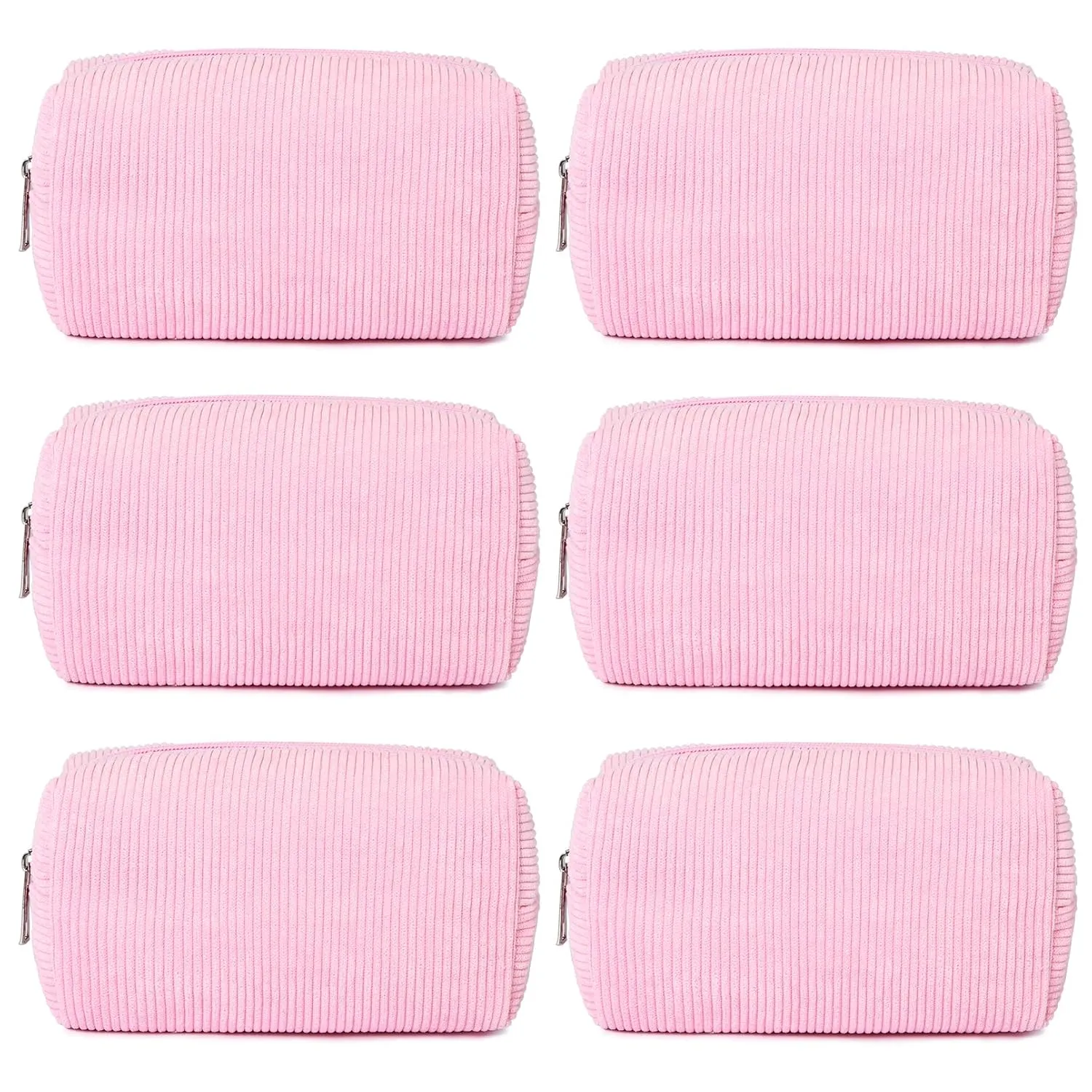 6PCS Bridesmaid Proposal Gifts Corduroy Pink makeup bag bulk for Wedding Party Favors Bachelorette party decorations Toiletry Organizer Bag Cosmetic Case Gift