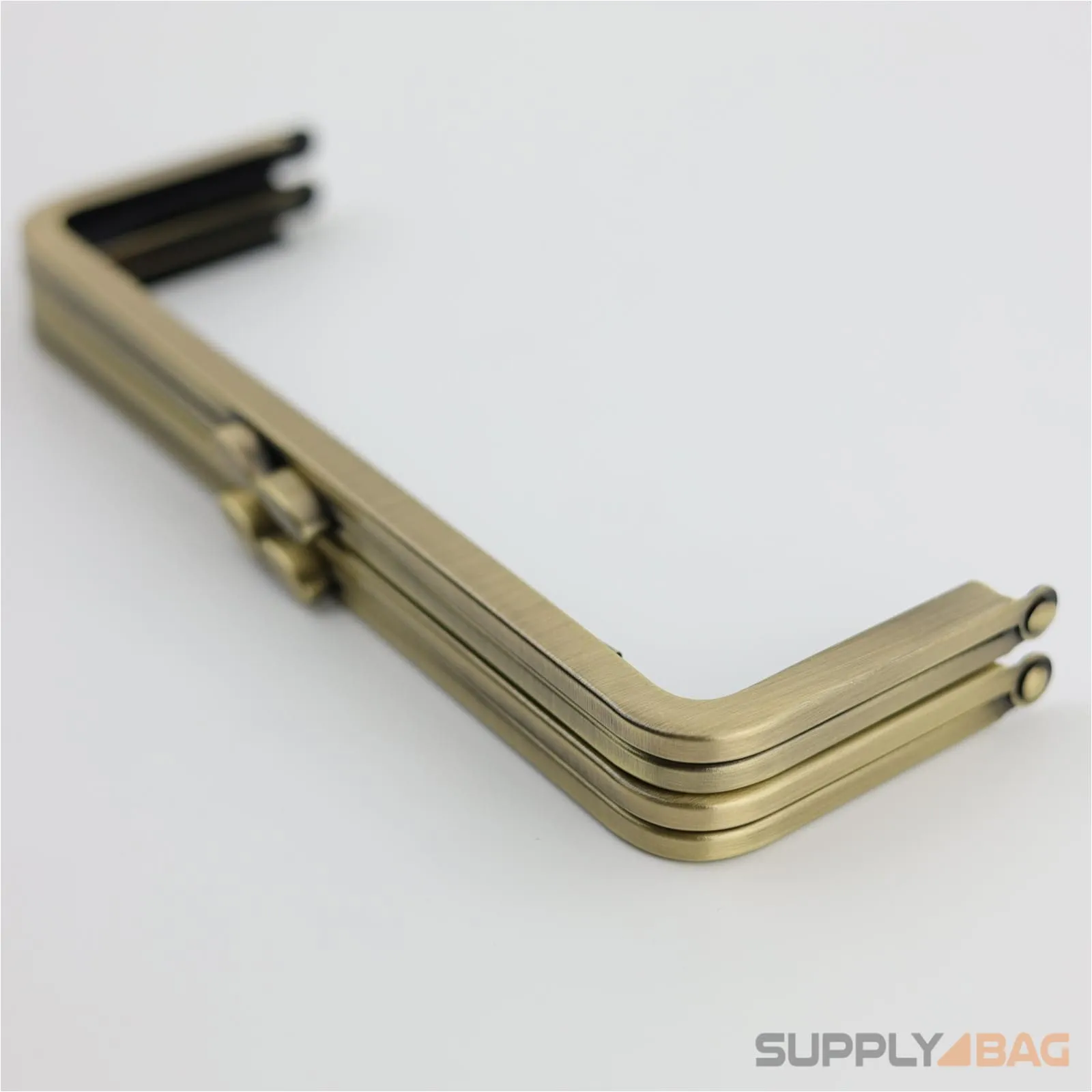 8 1/4 x 3 inch - Antique Brass Metal Purse Frame with Chain Loops