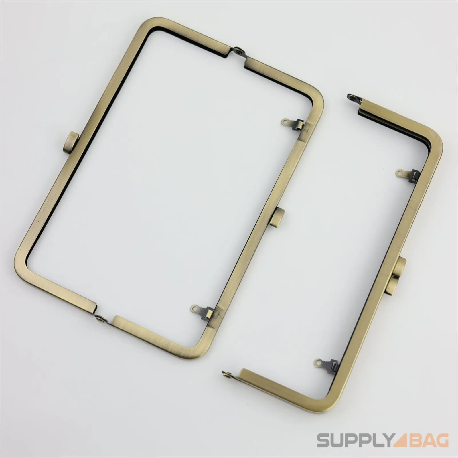 8 1/4 x 3 inch - Antique Brass Metal Purse Frame with Chain Loops