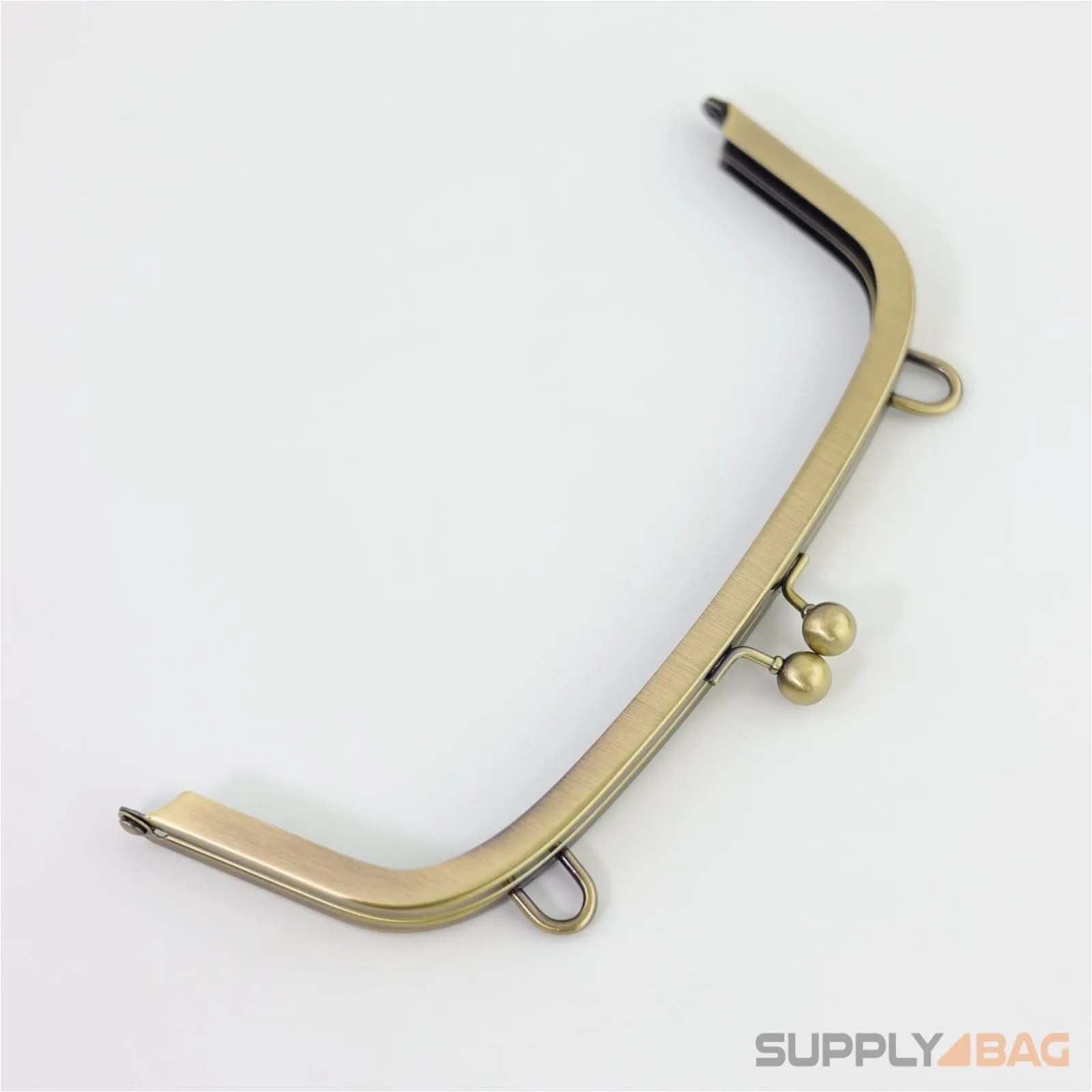 8 1/4 x 3 inch - Kisslock Clasp - Antique Brass Metal Purse Frame with Chain Rings