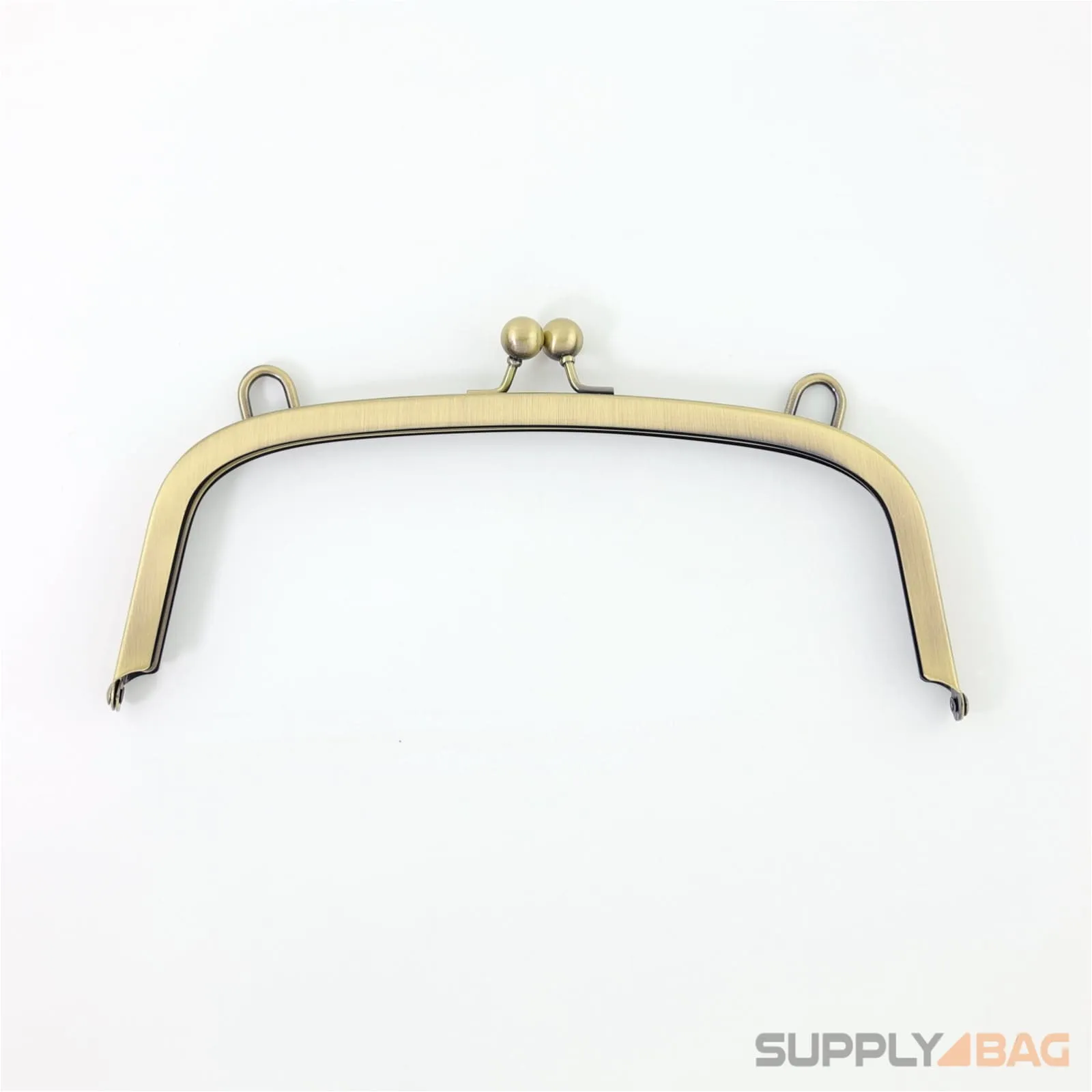 8 1/4 x 3 inch - Kisslock Clasp - Antique Brass Metal Purse Frame with Chain Rings