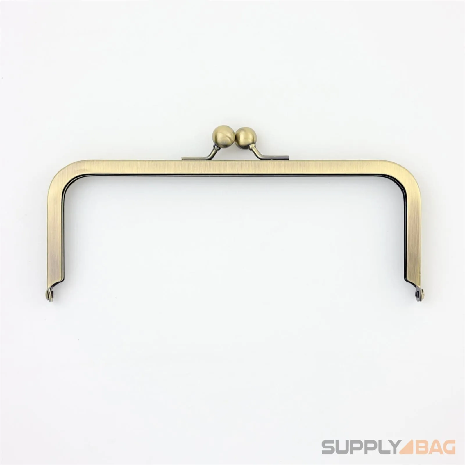 8 x 3 inch - Kisslock Ball Clasp - Antique Brass Metal Purse Frame