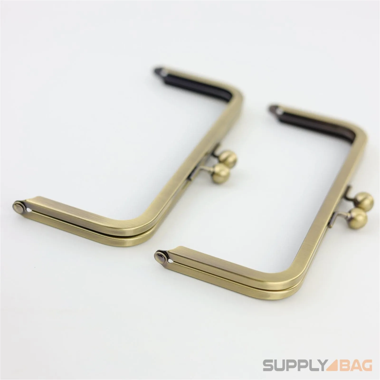 8 x 3 inch - Kisslock Ball Clasp - Antique Brass Metal Purse Frame