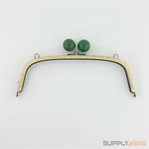 8.5 x 3 inch - Kisslock Clasp (Emerald) - Antique Brass Metal Purse Frame with O Rings