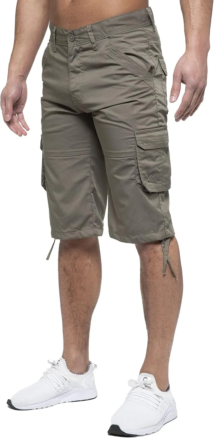 989Zé ENZO Mens Classic Cargo Combat Shorts Casual Chino Knee Length Shorts