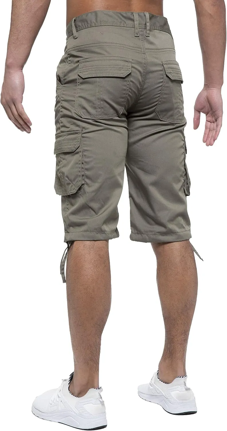 989Zé ENZO Mens Classic Cargo Combat Shorts Casual Chino Knee Length Shorts