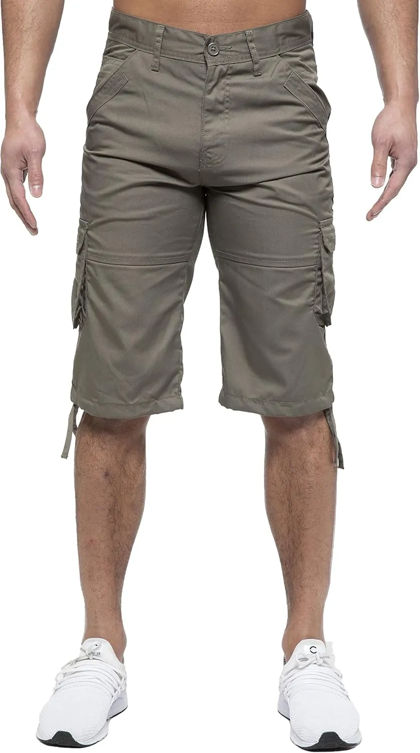 989Zé ENZO Mens Classic Cargo Combat Shorts Casual Chino Knee Length Shorts