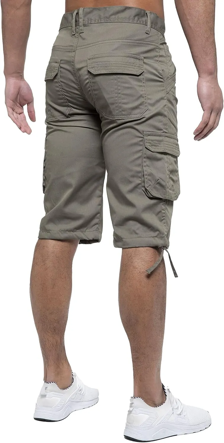 989Zé ENZO Mens Classic Cargo Combat Shorts Casual Chino Knee Length Shorts