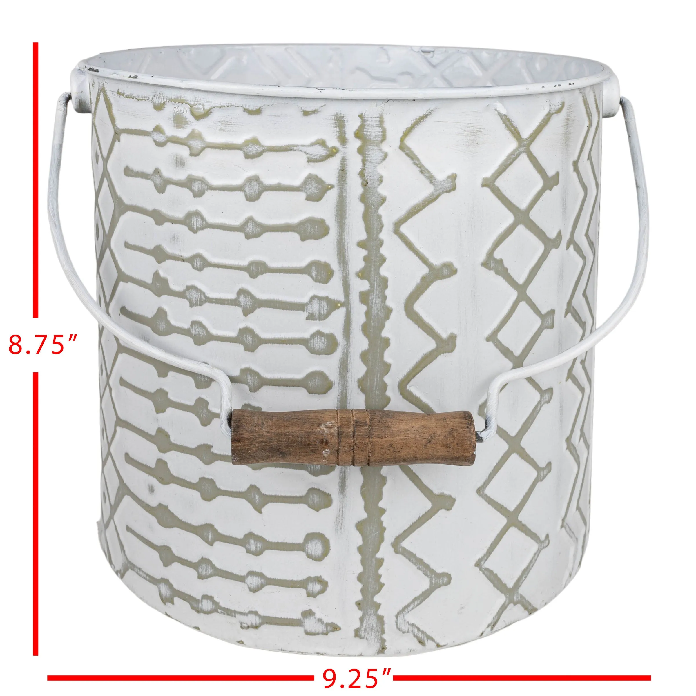 AALIYAH GRAY WASHED BUCKET PLANTER POT METAL & WOOD (MIN 2)