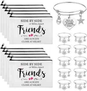 Abbylike 20 Pieces Friends Gifts Bulk for Women Friendships Bracelet Makeup Bag Friendsgiving Long Distance Gifts for Galentines Valentine‘s Day Friend Group Birthday Family Sister