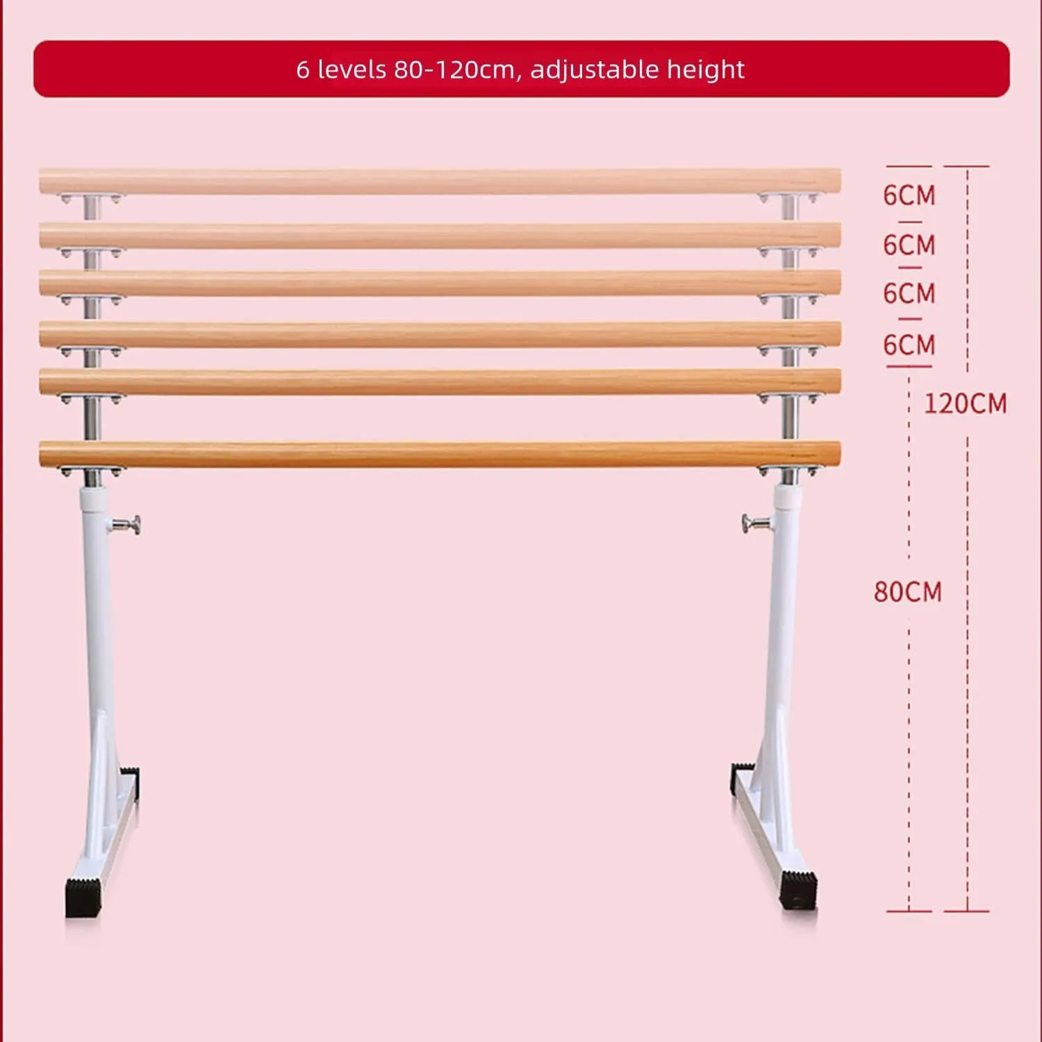 Adjustable Ballet Barre, Portable Freestanding Dance Barre, Height 80-120cm Steel Spring Non-Slip Yoga Training Equipment for Dance Stretching