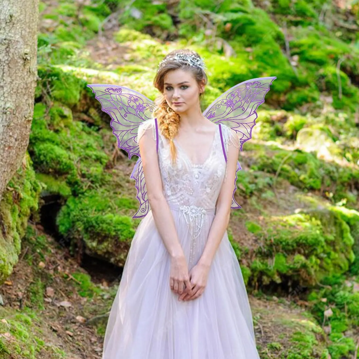 ALIBBON Fairy Wings Transparent Fairy Wings Costume for Women, Butterfly Wings Dress Up Accessories