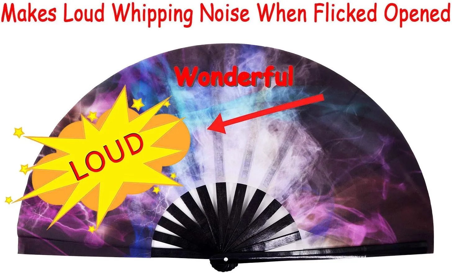 Amajiji Large Rave Fans Folding Fan-Hand Fan Popping Fan for Line Dancing Clacking Fans for Boots On The Ground Dance for Cooling, Party, Dance, Decoration (AM3)