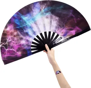 Amajiji Large Rave Fans Folding Fan-Hand Fan Popping Fan for Line Dancing Clacking Fans for Boots On The Ground Dance for Cooling, Party, Dance, Decoration (AM3)