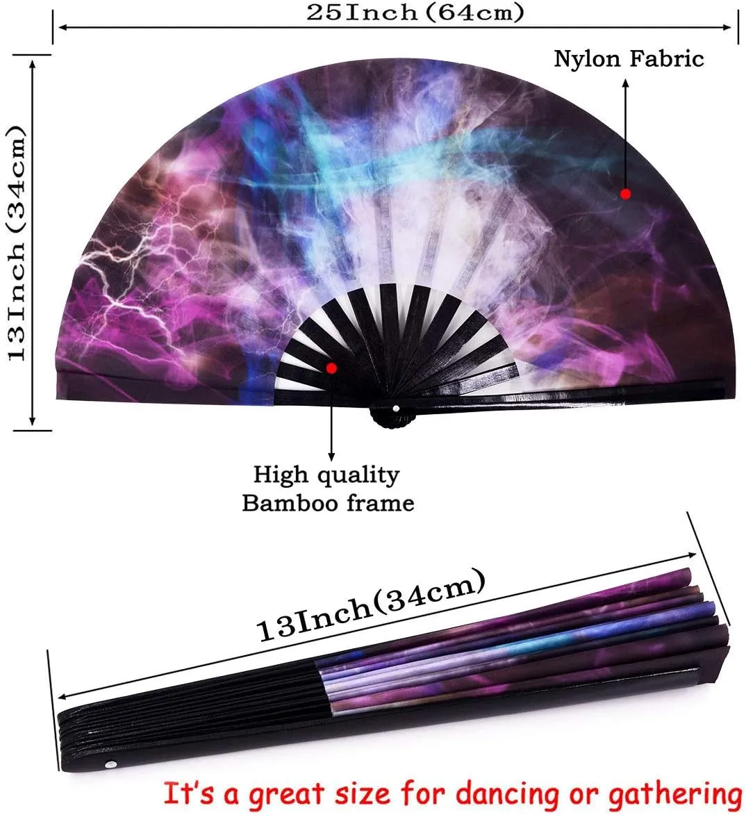 Amajiji Large Rave Fans Folding Fan-Hand Fan Popping Fan for Line Dancing Clacking Fans for Boots On The Ground Dance for Cooling, Party, Dance, Decoration (AM3)