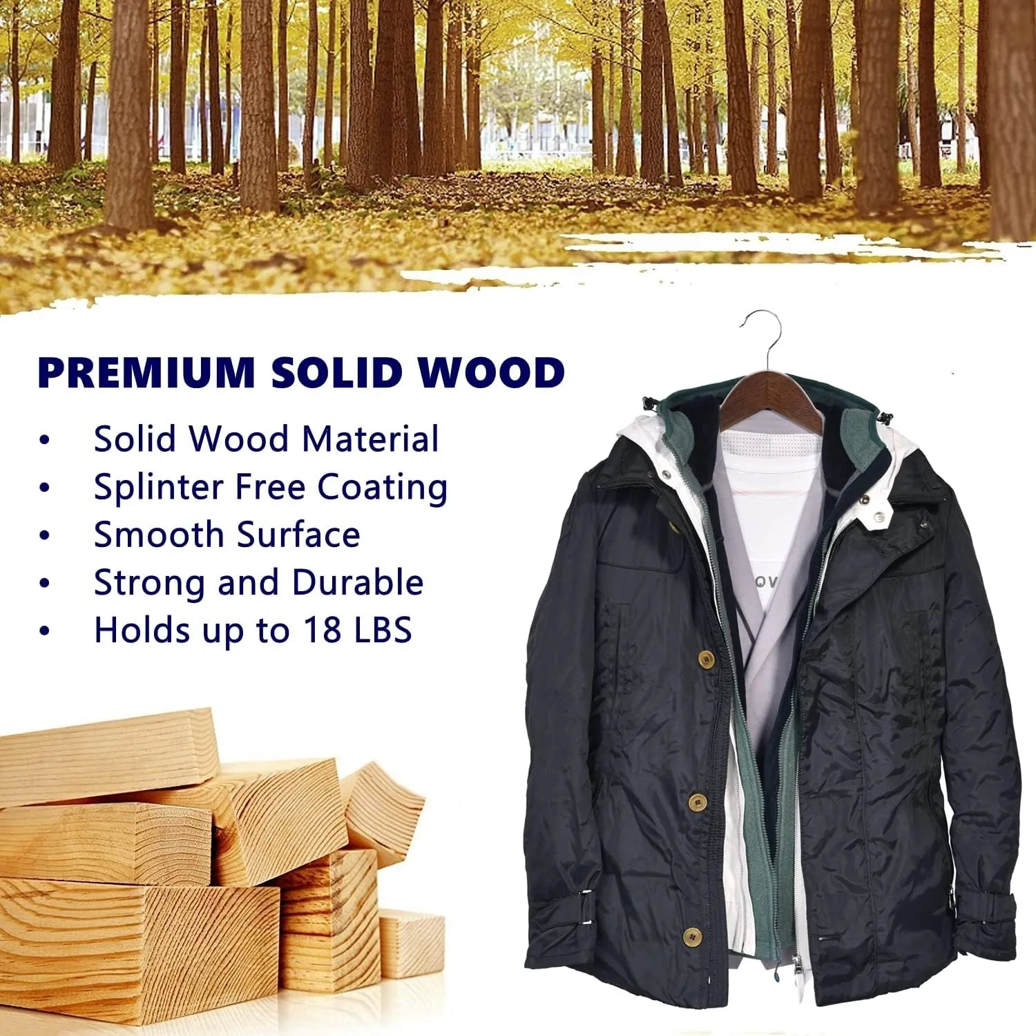 Amber Home 30 Pack Vintage Wooden Coat Hangers, Walunt Wood Suit Hangers with Non Slip Pant Bar, Clothes Hangers for Shirts, Jackets, Dress, Pant (Retro, 30)