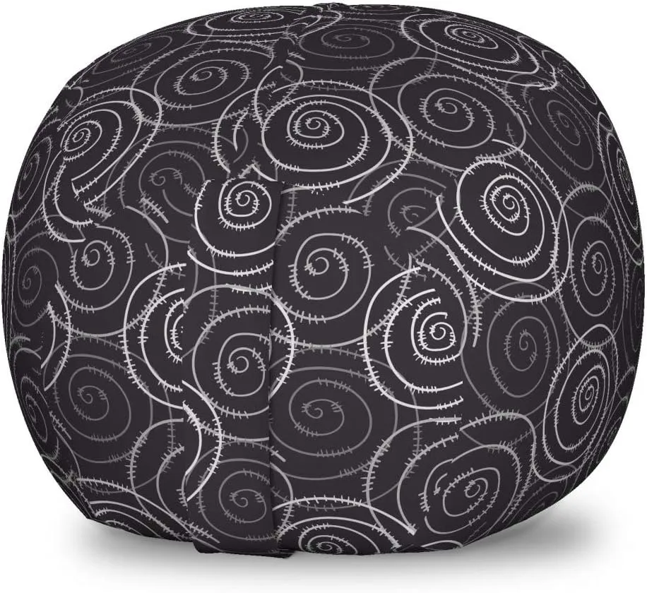 Ambesonne Abstract Storage Toy Bag Chair, Modern Repetition of Hand Drawn Whirlpools Print, Stuffed Animal Organizer Washable Bag, Small Size, Dark Purple Pale Grey