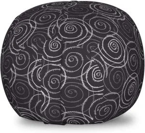Ambesonne Abstract Storage Toy Bag Chair, Modern Repetition of Hand Drawn Whirlpools Print, Stuffed Animal Organizer Washable Bag, Small Size, Dark Purple Pale Grey