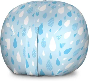Ambesonne Abstract Storage Toy Bag Chair, Raindrops in Soft Tones Doodle Pastel Cartoon Repetition, Stuffed Animal Organizer Washable Bag, Large Size, Pale Blue White