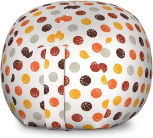 Ambesonne Basketball Storage Toy Bag Chair, Ball Pattern in Earthen Tones Competition Sports Professional League Game Player, Stuffed Animal Organizer Washable Bag, Large Size, Multicolor