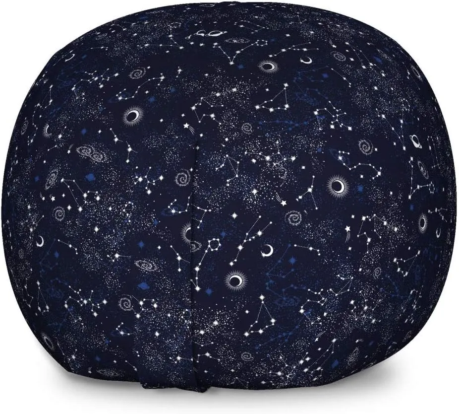 Ambesonne Blue Sky Storage Toy Bag Chair for Home & Room Organization Repeating Stars Constellation Galaxy Theme Science Outer Space Print Stuffed Animal Organizer Washable Bag Large Size Night Blue