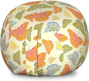 Ambesonne Butterflies Storage Toy Bag Chair, Hand Drawn Sketchy Interpretation, Stuffed Animal Organizer Washable Bag, Large Size, Cream Multicolor
