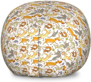 Ambesonne Dog Storage Toy Bag Chair, Repetitive Cartoon Style Interpretation of Doggies Playing and Messing Around Print, Stuffed Animal Organizer Washable Bag, Large Size, Multicolor