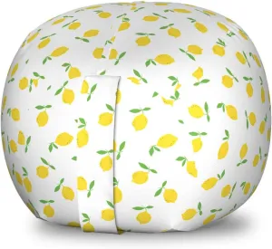 Ambesonne Lemon Storage Toy Bag Chair, Summer Pattern with Simple Cartoon Citrus Fruit Repetition, Stuffed Animal Organizer Washable Bag, Small Size, Mustard Lime Green